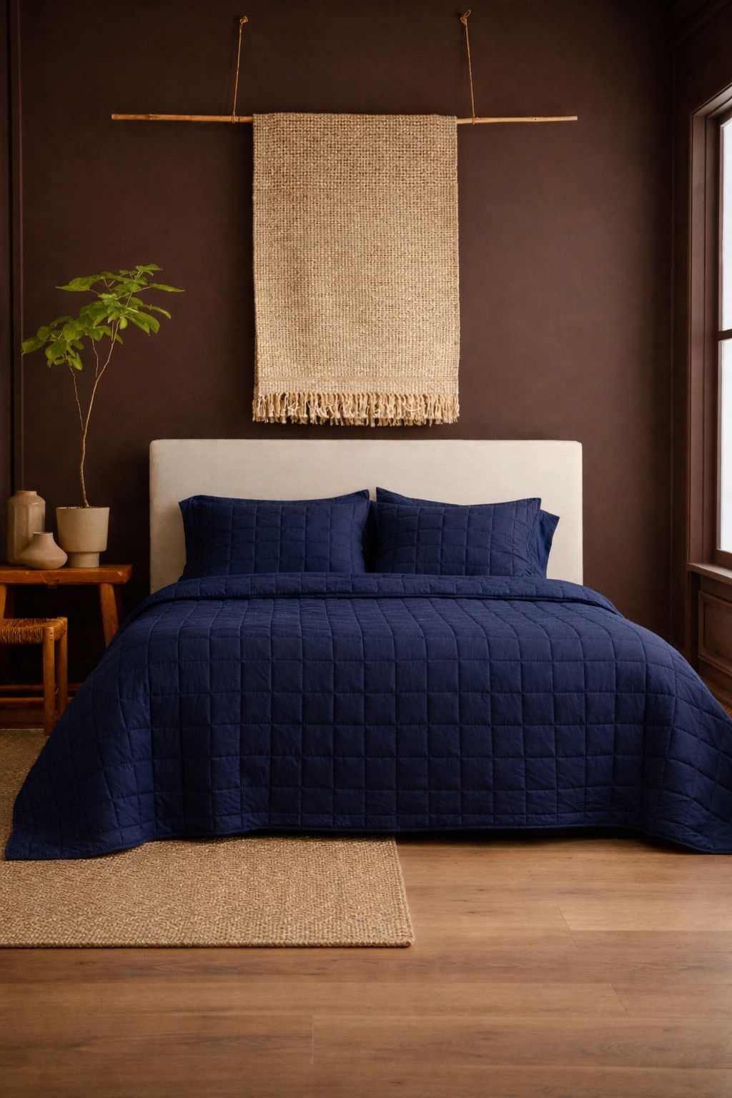 QUILT - CUBRECAMA DE VERANO AZUL MARINO