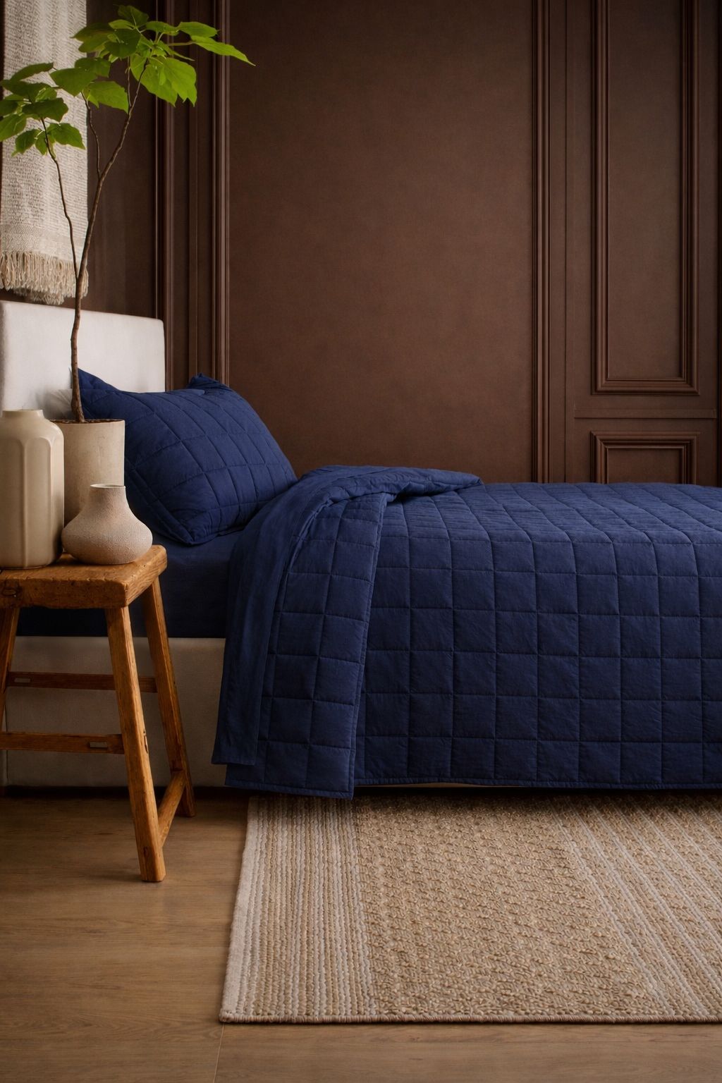 QUILT - CUBRECAMA DE VERANO AZUL MARINO