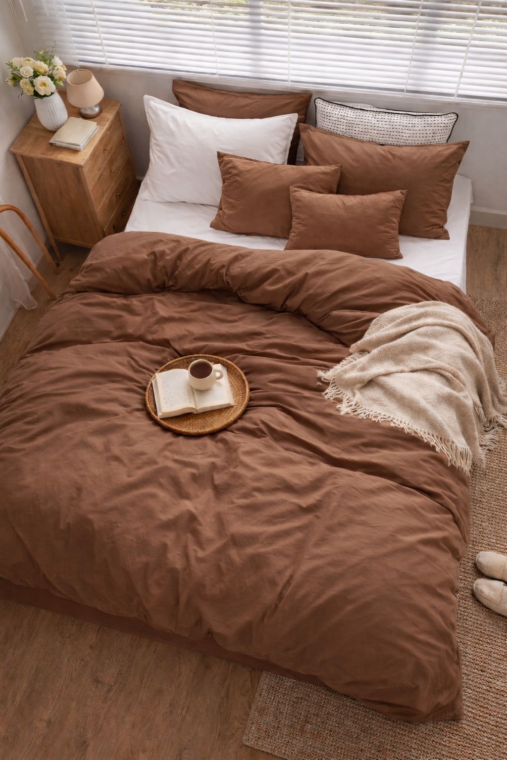 PLUMÓN PREMIUM HIPOALERGÉNICO + FUNDA DE PLUMÓN MARRÓN