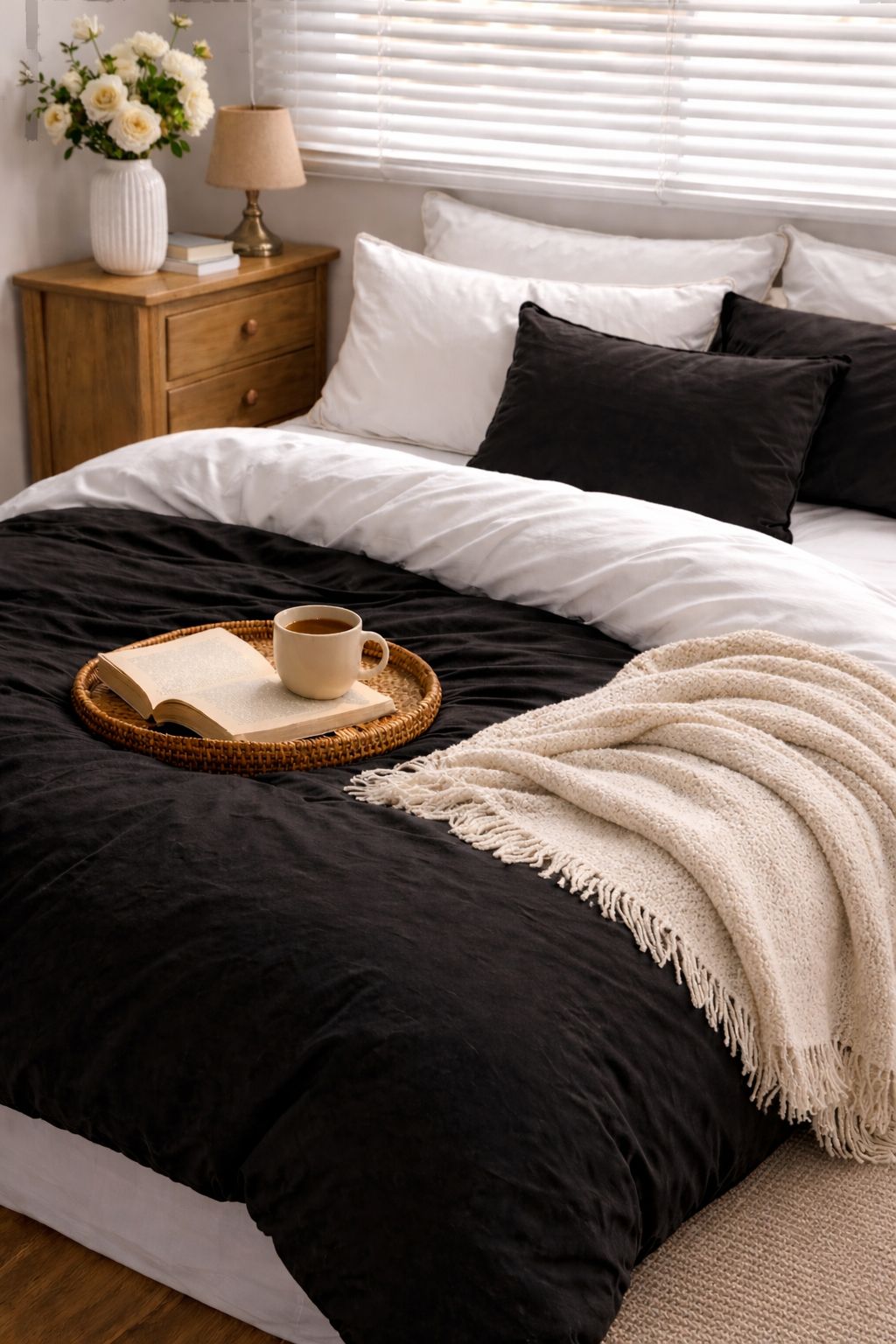 PLUMÓN PREMIUM HIPOALERGÉNICO + FUNDA DE PLUMÓN NEGRO