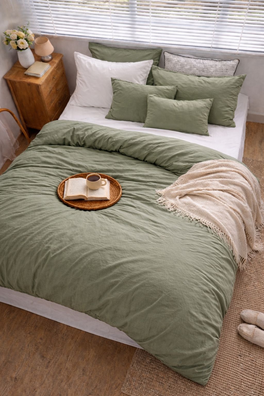 PLUMÓN PREMIUM HIPOALERGÉNICO + FUNDA DE PLUMÓN VERDE SIDRA